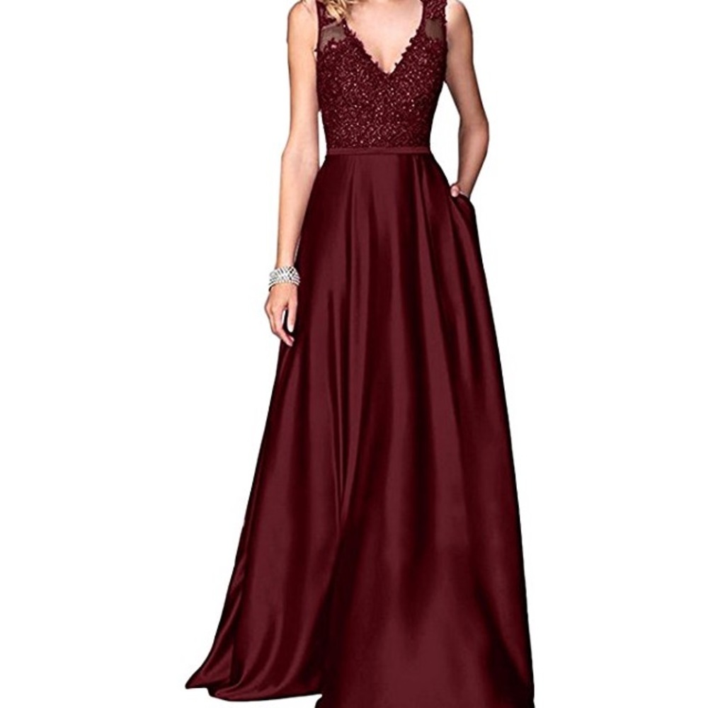 Maroon Beaded Wedding Dress